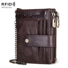 Load image into Gallery viewer, HUMERPAUL BP896 RFID Anti-Theft Brush Dual Zipper Leather Wallet Multi-Card Men Purse, BP896 Black, BP896 Dark Brown, BP896 Brown