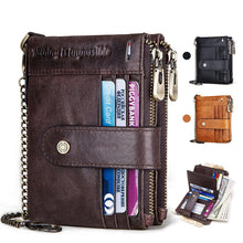 Load image into Gallery viewer, HUMERPAUL BP896 RFID Anti-Theft Brush Dual Zipper Leather Wallet Multi-Card Men Purse, BP896 Black, BP896 Dark Brown, BP896 Brown