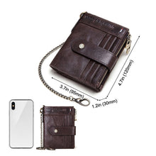 Load image into Gallery viewer, HUMERPAUL BP896 RFID Anti-Theft Brush Dual Zipper Leather Wallet Multi-Card Men Purse, BP896 Black, BP896 Dark Brown, BP896 Brown