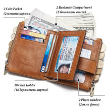Load image into Gallery viewer, HUMERPAUL BP896 RFID Anti-Theft Brush Dual Zipper Leather Wallet Multi-Card Men Purse, BP896 Black, BP896 Dark Brown, BP896 Brown