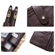 Load image into Gallery viewer, HUMERPAUL BP896 RFID Anti-Theft Brush Dual Zipper Leather Wallet Multi-Card Men Purse, BP896 Black, BP896 Dark Brown, BP896 Brown