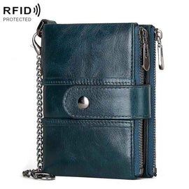BP804 RFID Anti-Theft Wallet Multi-Function Buckle Zipper Retro Leisure Coin Purse, BP804 Blue, BP804 Black, BP804 Brown, BP804 Red, BP804 Khaki