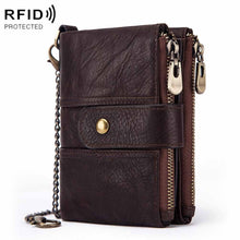 Load image into Gallery viewer, BP804 RFID Anti-Theft Wallet Multi-Function Buckle Zipper Retro Leisure Coin Purse, BP804 Blue, BP804 Black, BP804 Brown, BP804 Red, BP804 Khaki
