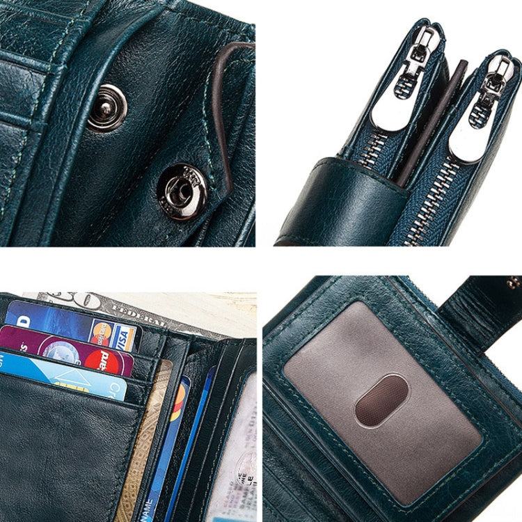 BP804 RFID Anti-Theft Wallet Multi-Function Buckle Zipper Retro Leisure Coin Purse, BP804 Blue, BP804 Black, BP804 Brown, BP804 Red, BP804 Khaki