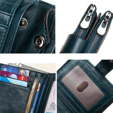 Load image into Gallery viewer, BP804 RFID Anti-Theft Wallet Multi-Function Buckle Zipper Retro Leisure Coin Purse, BP804 Blue, BP804 Black, BP804 Brown, BP804 Red, BP804 Khaki