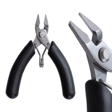 Load image into Gallery viewer, 4 Inch Stainless Steel Palm Mini Electronic Pliers, Wire Cutters, Curved Nose Pliers, Needle Nose Flat Pliers, Needle Nose Round Pliers
