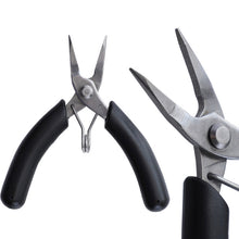 Load image into Gallery viewer, 4 Inch Stainless Steel Palm Mini Electronic Pliers, Wire Cutters, Curved Nose Pliers, Needle Nose Flat Pliers, Needle Nose Round Pliers