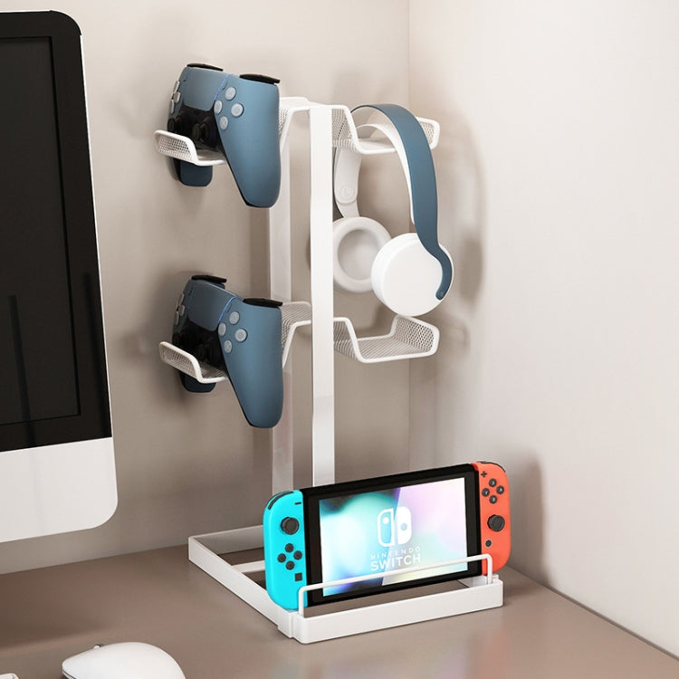 Desktop Headset Gamepad Game Console Storage Bracket, White, Black