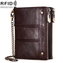 Load image into Gallery viewer, HUMERPAULBP926 RFID Anti-Magnetic Wallet Men Double Zipper Coin Purse, BP926 Khaki, BP926 Brown