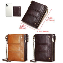 Load image into Gallery viewer, HUMERPAULBP926 RFID Anti-Magnetic Wallet Men Double Zipper Coin Purse, BP926 Khaki, BP926 Brown
