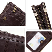 Load image into Gallery viewer, HUMERPAULBP926 RFID Anti-Magnetic Wallet Men Double Zipper Coin Purse, BP926 Khaki, BP926 Brown