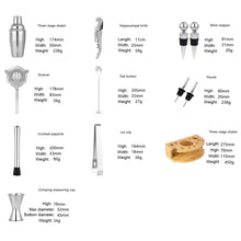 Load image into Gallery viewer, BY-F12 Semicircle Wooden Base Bar Shaker Set, Spec:, 350ml, 550ml, 700ml, 750ml