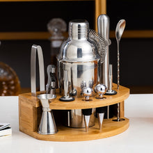 Load image into Gallery viewer, BY-F12 Semicircle Wooden Base Bar Shaker Set, Spec:, 350ml, 550ml, 700ml, 750ml