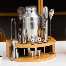 Load image into Gallery viewer, BY-F12 Semicircle Wooden Base Bar Shaker Set, Spec:, 350ml, 550ml, 700ml, 750ml
