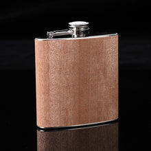Load image into Gallery viewer, 6oz Wood Leather Hip Flask Stainless Steel Whiskey Wine Alcohol Flagon, Style 1, Style 2, Style 3, Style 4, Style 5