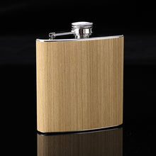 Load image into Gallery viewer, 6oz Wood Leather Hip Flask Stainless Steel Whiskey Wine Alcohol Flagon, Style 1, Style 2, Style 3, Style 4, Style 5