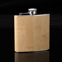 Load image into Gallery viewer, 6oz Wood Leather Hip Flask Stainless Steel Whiskey Wine Alcohol Flagon, Style 1, Style 2, Style 3, Style 4, Style 5