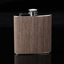 Load image into Gallery viewer, 6oz Wood Leather Hip Flask Stainless Steel Whiskey Wine Alcohol Flagon, Style 1, Style 2, Style 3, Style 4, Style 5