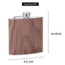 Load image into Gallery viewer, 6oz Wood Leather Hip Flask Stainless Steel Whiskey Wine Alcohol Flagon, Style 1, Style 2, Style 3, Style 4, Style 5