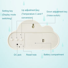 Load image into Gallery viewer, 1966 Cute Cloud Shape Voice-activated LED Bedside Alarm Clock, White, Blue