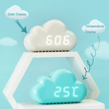 Load image into Gallery viewer, 1966 Cute Cloud Shape Voice-activated LED Bedside Alarm Clock, White, Blue