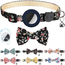 Load image into Gallery viewer, Anti-Lost Printed Bow Pet Collar with Bell for AirTag 2nd Gen / AirTag 1st Gen, Yellow, Blue, Pink, Deep Blue, Orange, Mint Green
