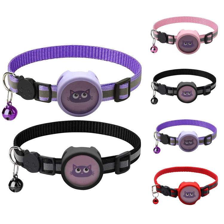 Pet Reflective Collar with Bell for AirTag 2nd Gen / AirTag 1st Gen, Red, Purple, Black, Pink