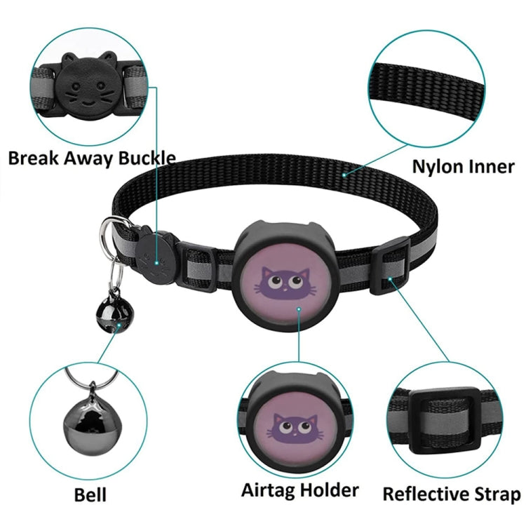 Pet Reflective Collar with Bell for AirTag 2nd Gen / AirTag 1st Gen, Red, Purple, Black, Pink