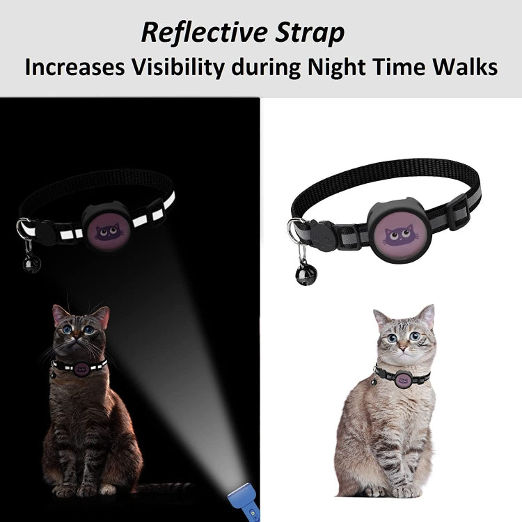 Pet Reflective Collar with Bell for AirTag 2nd Gen / AirTag 1st Gen, Red, Purple, Black, Pink