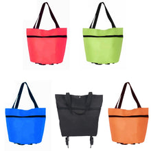 Load image into Gallery viewer, Portable Shopping Cart Foldable Tote With Wheels, Red, Green, Blue, Black, Orange