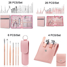 Load image into Gallery viewer, Stainless Steel Nail Clipper Set Beauty Eyebrow Trimmer, Color:, 7 PCS/Set (Pink), 12 PCS/Set (Pink), 18 PCS/Set (Pink), 7 PCS/Set (Gold), 10 PCS/Set (Gold), 18 PCS/Set (Gold), 26 PCS/Set Silver, 26 PCS/Set Rose Gold, 6 PCS/Set (Pink), 4 PCS/Set (Pink)