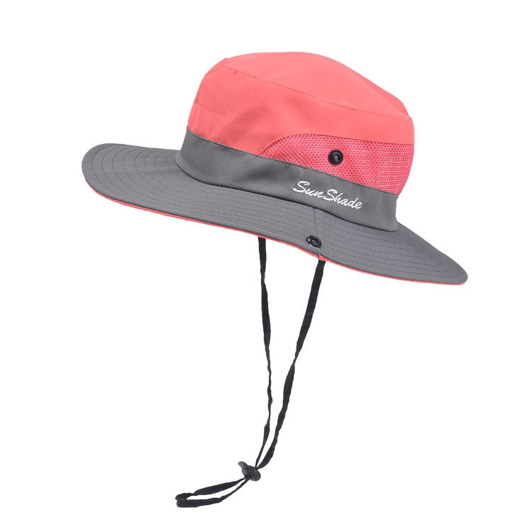 9002 Summer Women Outdoor Sun Hats Fisherman Hat With Ponytail Hole