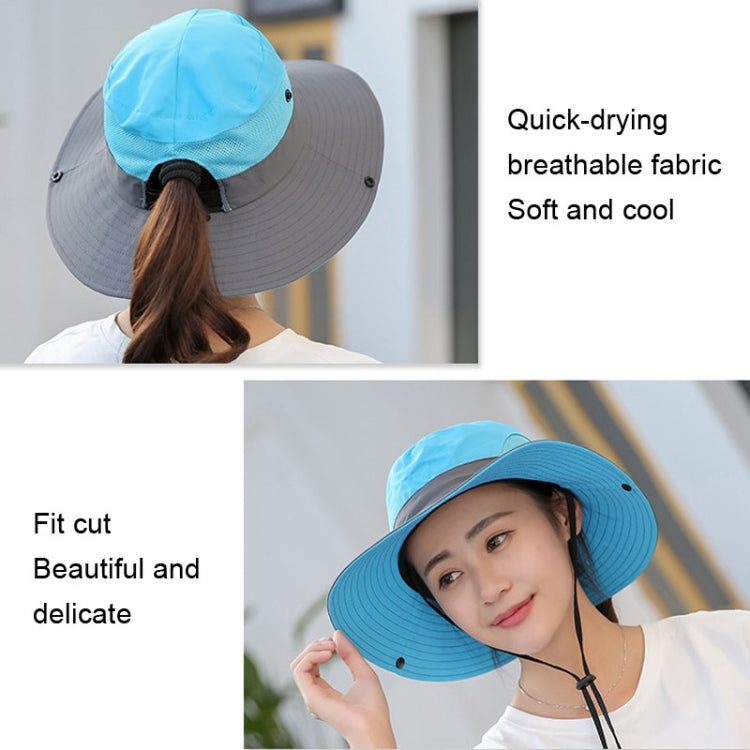 9002 Summer Women Outdoor Sun Hats Fisherman Hat With Ponytail Hole