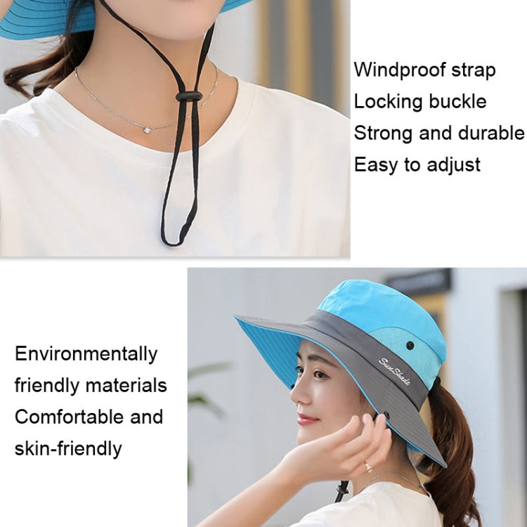 9002 Summer Women Outdoor Sun Hats Fisherman Hat With Ponytail Hole
