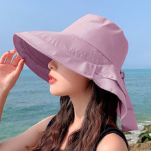 Load image into Gallery viewer, 8062 Women Summer Neck Protection Sunscreen Hat Large Brim Fisherman Hat, 8062 Blue, 8062 Purple, 8062 Khaki, 8062 Black, 8062 Pink, 8062 Navy, 8062 Beige, 8062 Dark Gray, 8062 Army Green, 8062 Light Gray