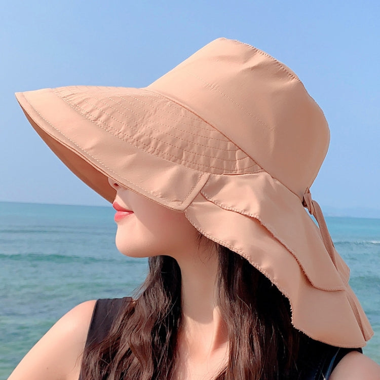 8062 Women Summer Neck Protection Sunscreen Hat Large Brim Fisherman Hat