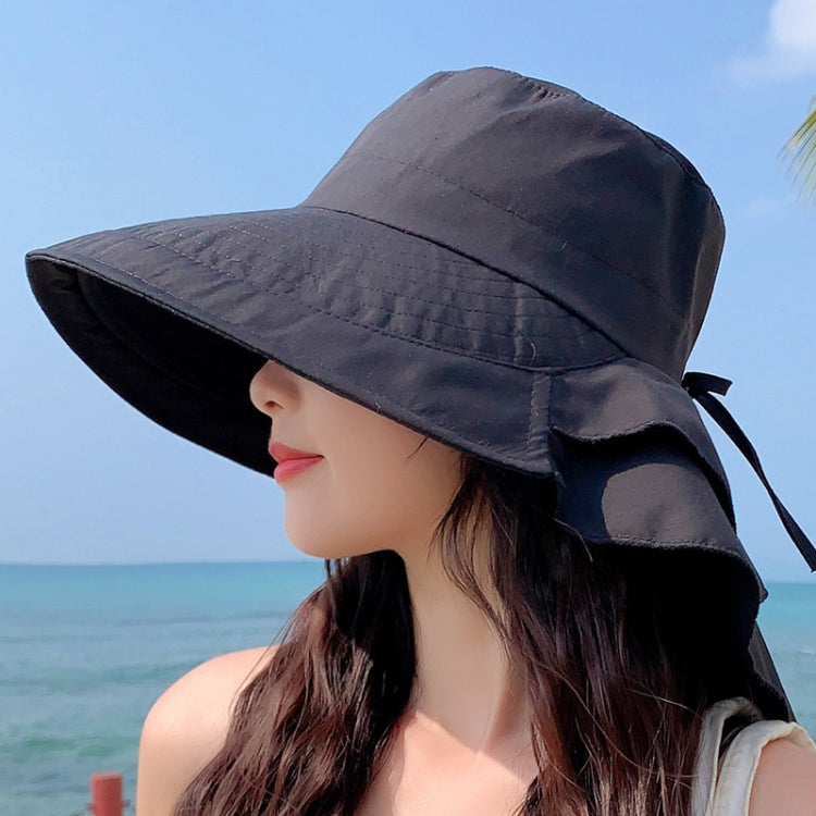8062 Women Summer Neck Protection Sunscreen Hat Large Brim Fisherman Hat