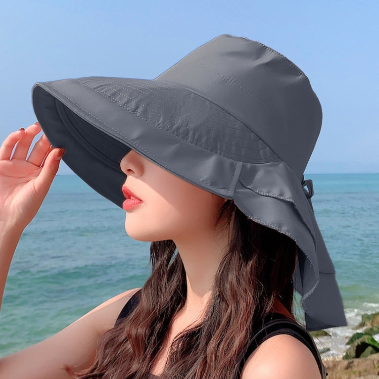 8062 Women Summer Neck Protection Sunscreen Hat Large Brim Fisherman Hat