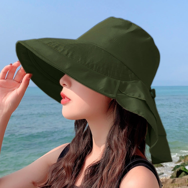 8062 Women Summer Neck Protection Sunscreen Hat Large Brim Fisherman Hat