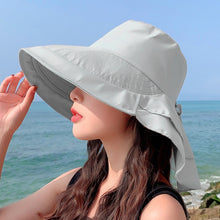 Load image into Gallery viewer, 8062 Women Summer Neck Protection Sunscreen Hat Large Brim Fisherman Hat, 8062 Blue, 8062 Purple, 8062 Khaki, 8062 Black, 8062 Pink, 8062 Navy, 8062 Beige, 8062 Dark Gray, 8062 Army Green, 8062 Light Gray