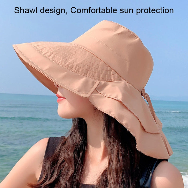 8062 Women Summer Neck Protection Sunscreen Hat Large Brim Fisherman Hat