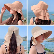 Load image into Gallery viewer, 8062 Women Summer Neck Protection Sunscreen Hat Large Brim Fisherman Hat