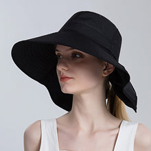 Load image into Gallery viewer, 8112 Ladies Sunshade Large Brim Ponytail Bucket Hat, 8112 Black, 8112 Pink, 8112 Grey, 8112 Khaki, 8112 Beige