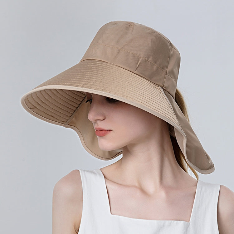 8112 Ladies Sunshade Large Brim Ponytail Bucket Hat