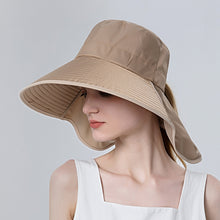 Load image into Gallery viewer, 8112 Ladies Sunshade Large Brim Ponytail Bucket Hat