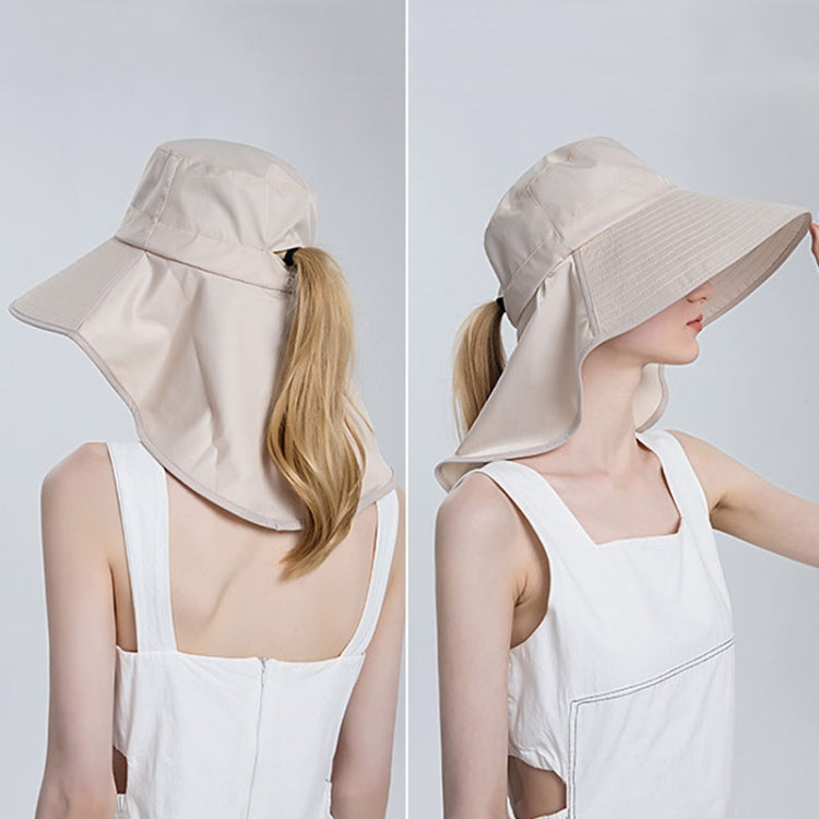 8112 Ladies Sunshade Large Brim Ponytail Bucket Hat