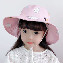 Load image into Gallery viewer, 1015 Summer Children Sun Hat Outdoor Sun Protection Bucket Hat With Shawl