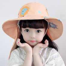 Load image into Gallery viewer, 1015 Summer Children Sun Hat Outdoor Sun Protection Bucket Hat With Shawl
