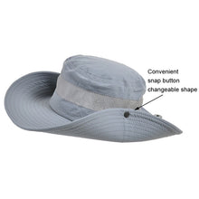 Load image into Gallery viewer, 9090 Men Outdoor Fishing Climbing Mountain Large Brim Fisherman Hat, 9090 Army Green, 9090 Khaki, 9090 Black, 9090 Grey, 9090 Navy