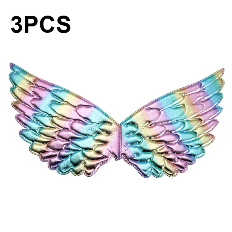 3 PCS Children Prom Dress Up Wings Elf Colorful Wings Party Costume Props, 3 PCS Fantasy Rainbow, 3 PCS Fantasy White, 3 PCS Light Rainbow, 3 PCS Deep Rainbow, 3 PCS Gold, 3 PCS Black, 3 PCS Red, 3 PCS Silver, 3 PCS White, 3 PCS Deep Purple